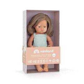 Lalka dziewczynka Europejka Ciemny Blond Bielactwo Colourful Edition | 38cm Miniland Doll