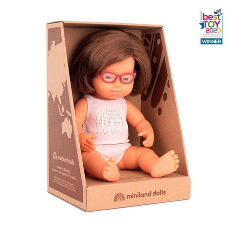 Lalka dziewczynka Europejka DS z okularami 38cm Miniland Doll